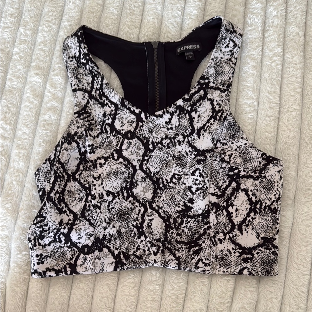 Express Black and White Snake Print  Crop Tank Top